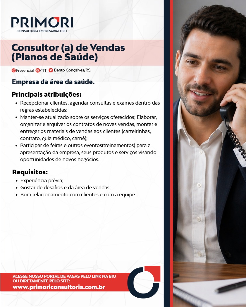 Consultor(a) de Vendas - Planos de Saúde